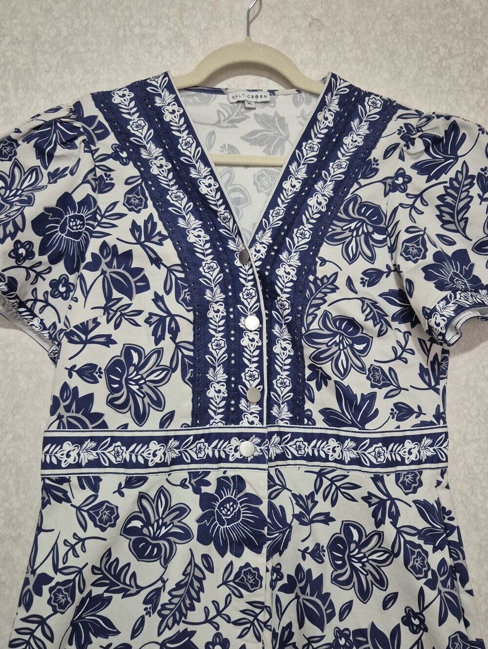 Baltic Born Navy and White Floral V-Neck Short Romper..Size:XL - Picture 9 of 16